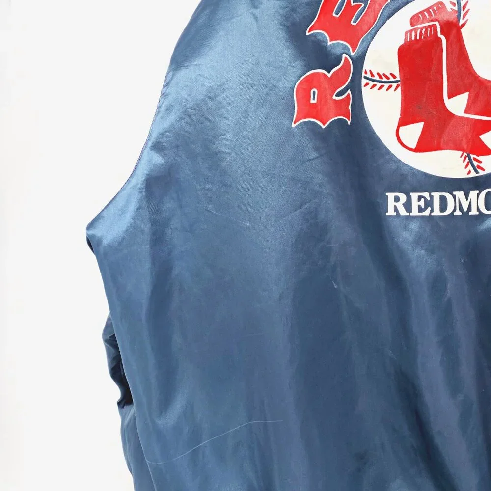 West Wind Vintage 80s Union Made Red Sox Satin Varsity Bomber Jacket
